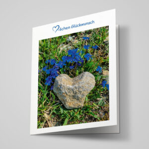 Glückwunschkarte "Enzian mit Herz Stein"